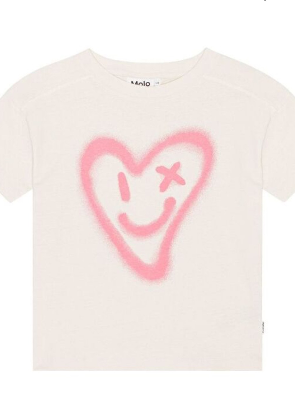 Molo Kids Pink Heart Smiley Tee - Cream size 6